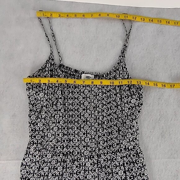 Old Navy Women's B&W Spaghetti Strap Side Zip Sunflower Dress Size Medium - Picture 8 of 11